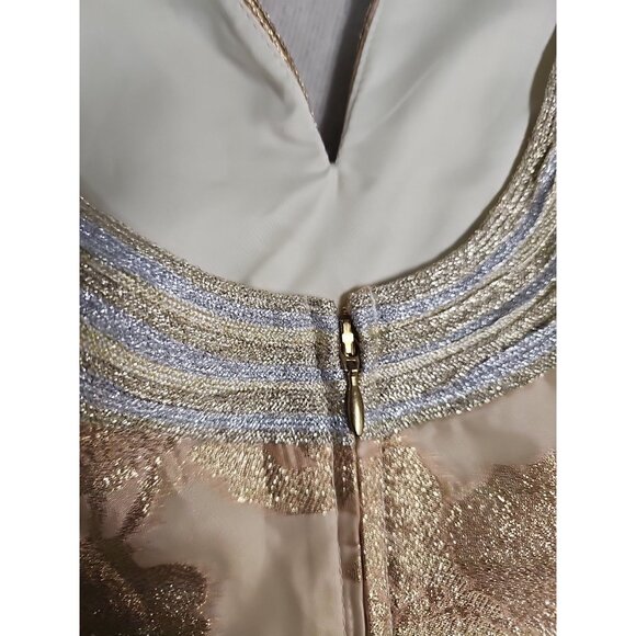 Lilly Pulitzer Valli Floral Gold Dress Size 4 Organza Brocade Sheath - Picture 5 of 9